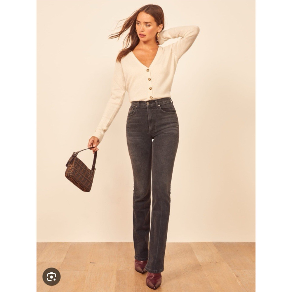 Reformation $148 NWT Peyton Size 23 High Rise Boot Cut Cropped Jeans Gray